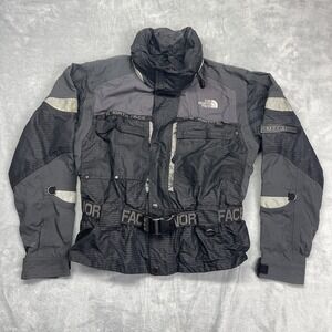 The North Face Steep Tech Ski Jacket Womens L Gray Black Mesh Lined Full Zipper
